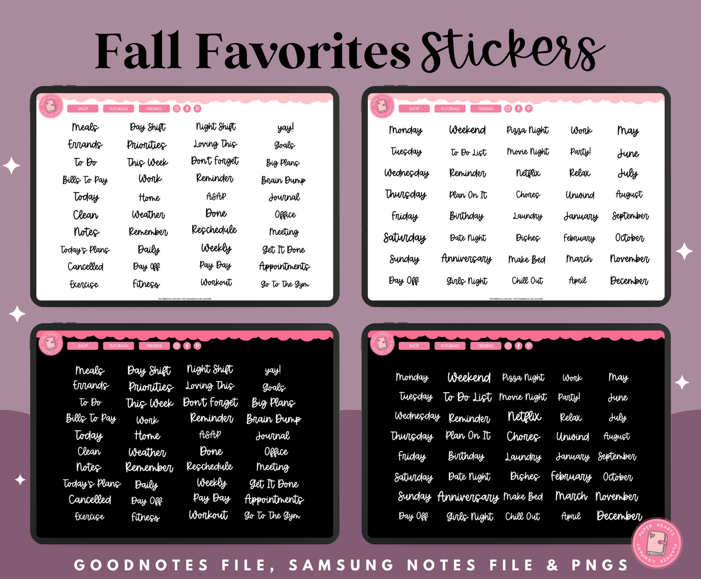 Fall Favorites Stickers