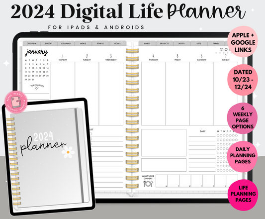2024 Gray Digital Life Planner
