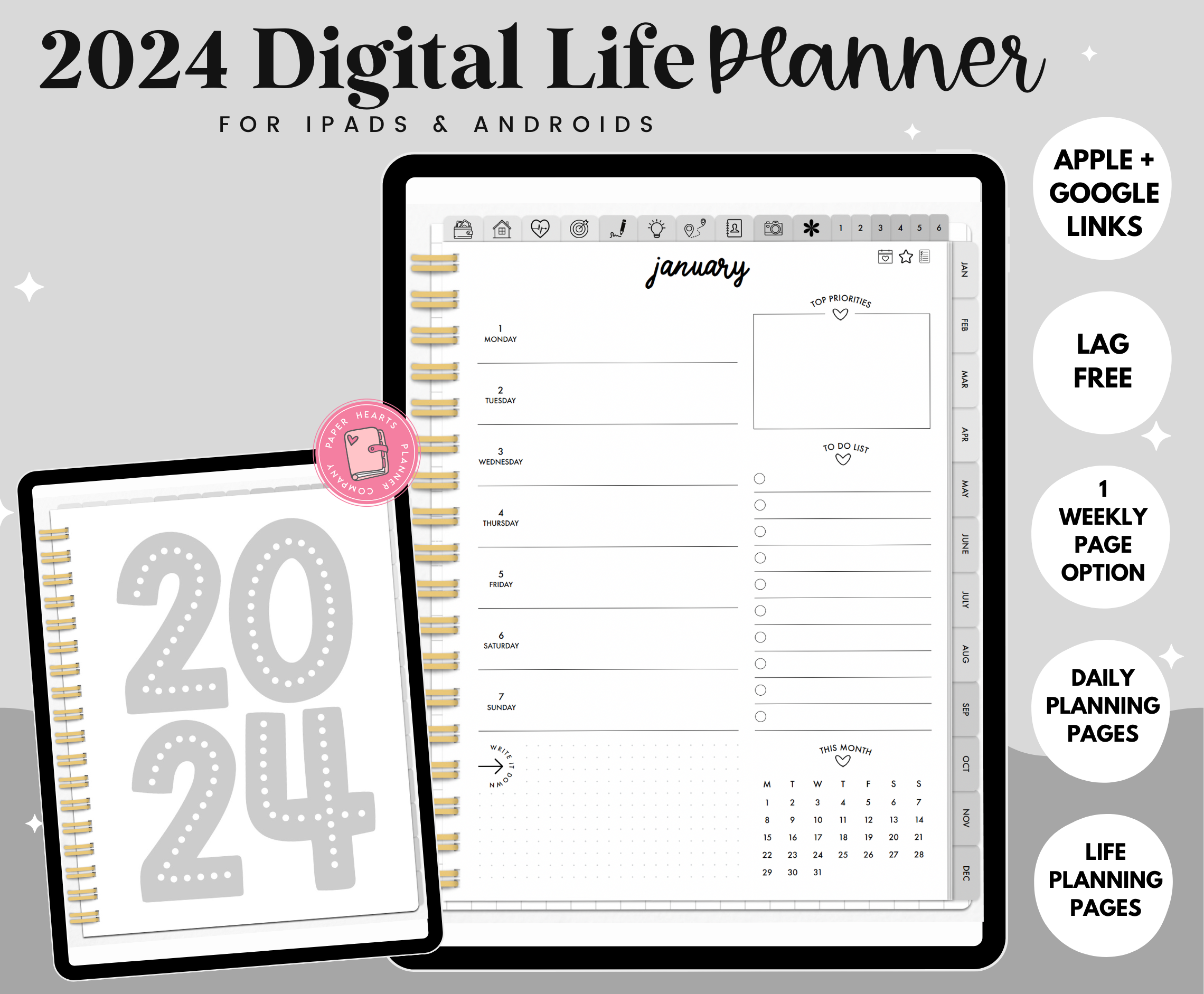 2024 Neutral Digital Life Planner