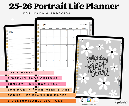25-26 Midyear Gray Portrait Everything Planner
