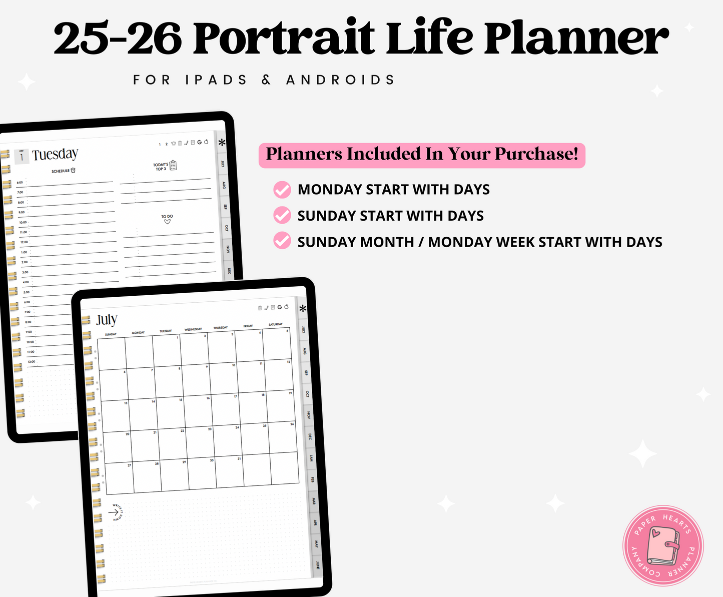 25-26 Midyear Gray Portrait Everything Planner