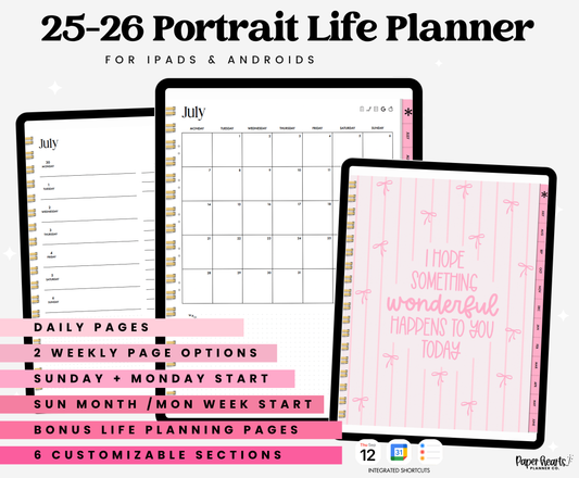 25-26 Midyear Pink Portrait Everything Planner