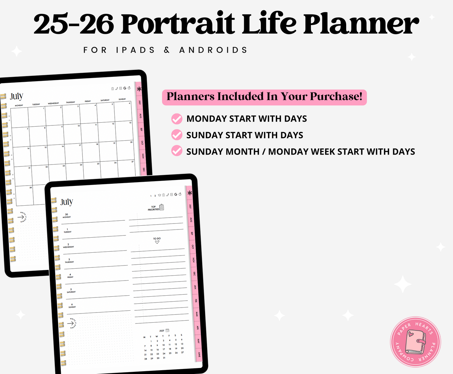 25-26 Midyear Pink Portrait Everything Planner