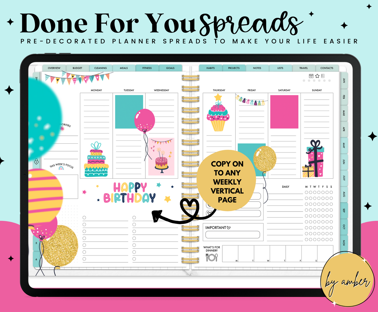 Happy Birthday Weekly Done For You Spread