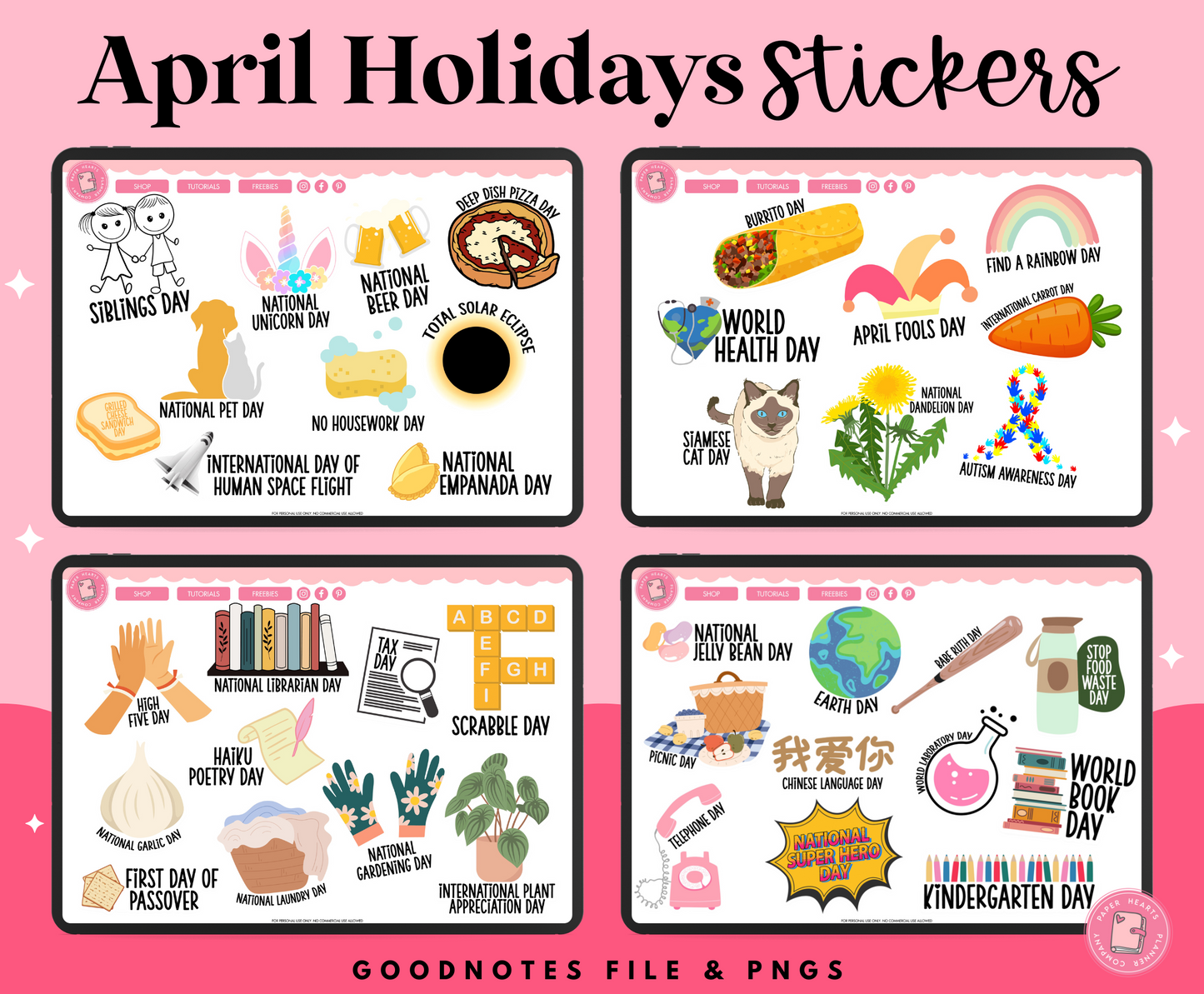 April Holidays Stickers