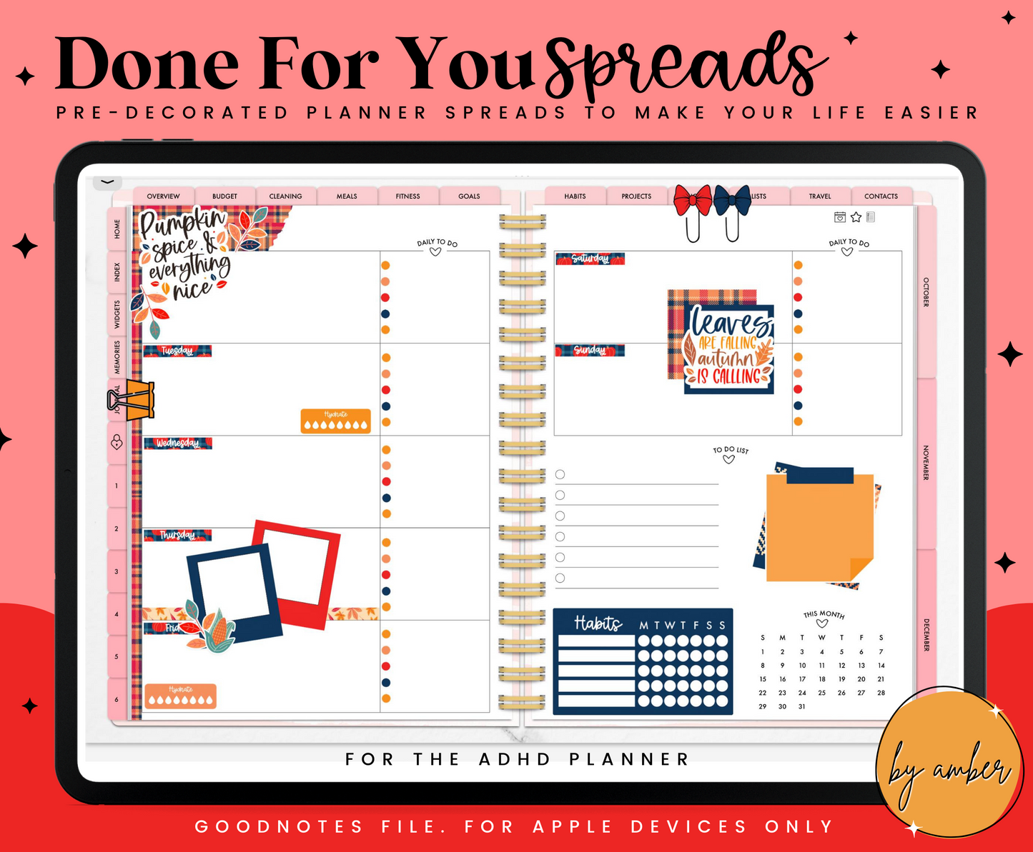 Autumn Plaid ADHD Planner Done For You Spread