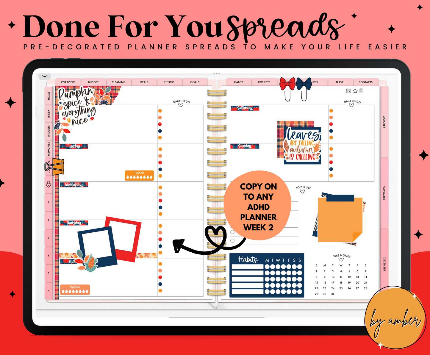 Autumn Plaid ADHD Planner Done For You Spread