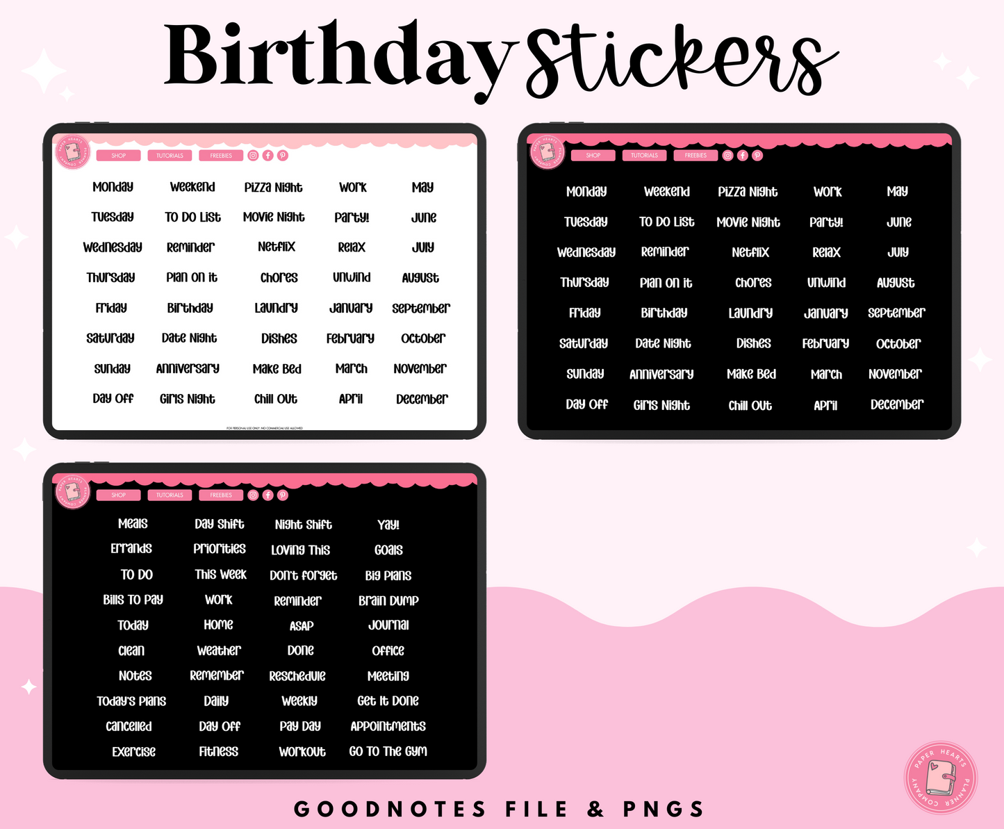 Birthday Planner Stickers