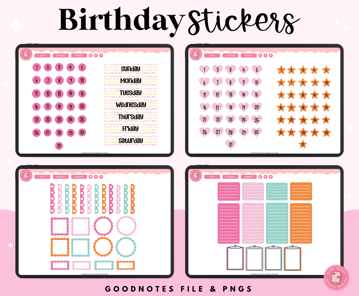 Birthday Planner Stickers