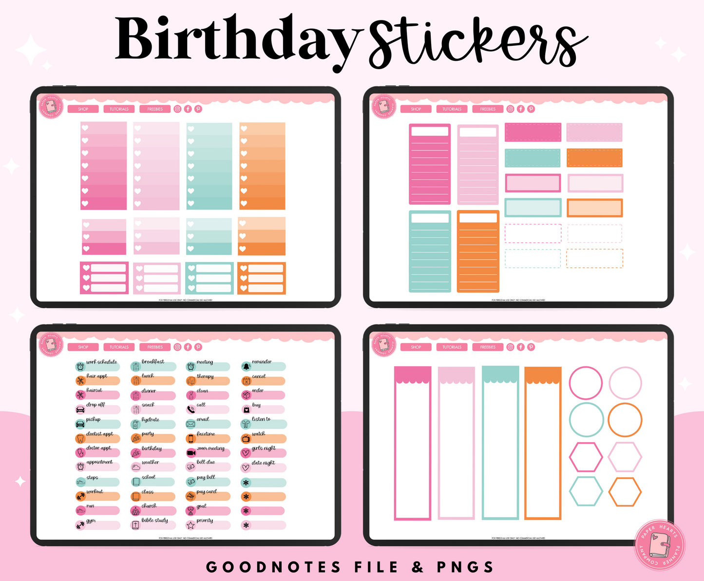 Birthday Planner Stickers