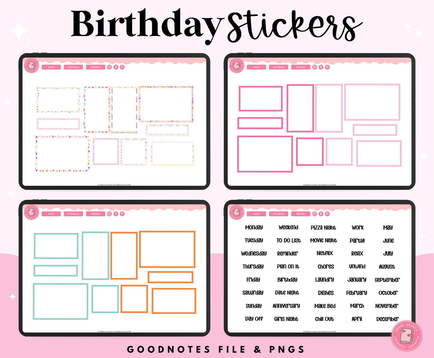 Birthday Planner Stickers