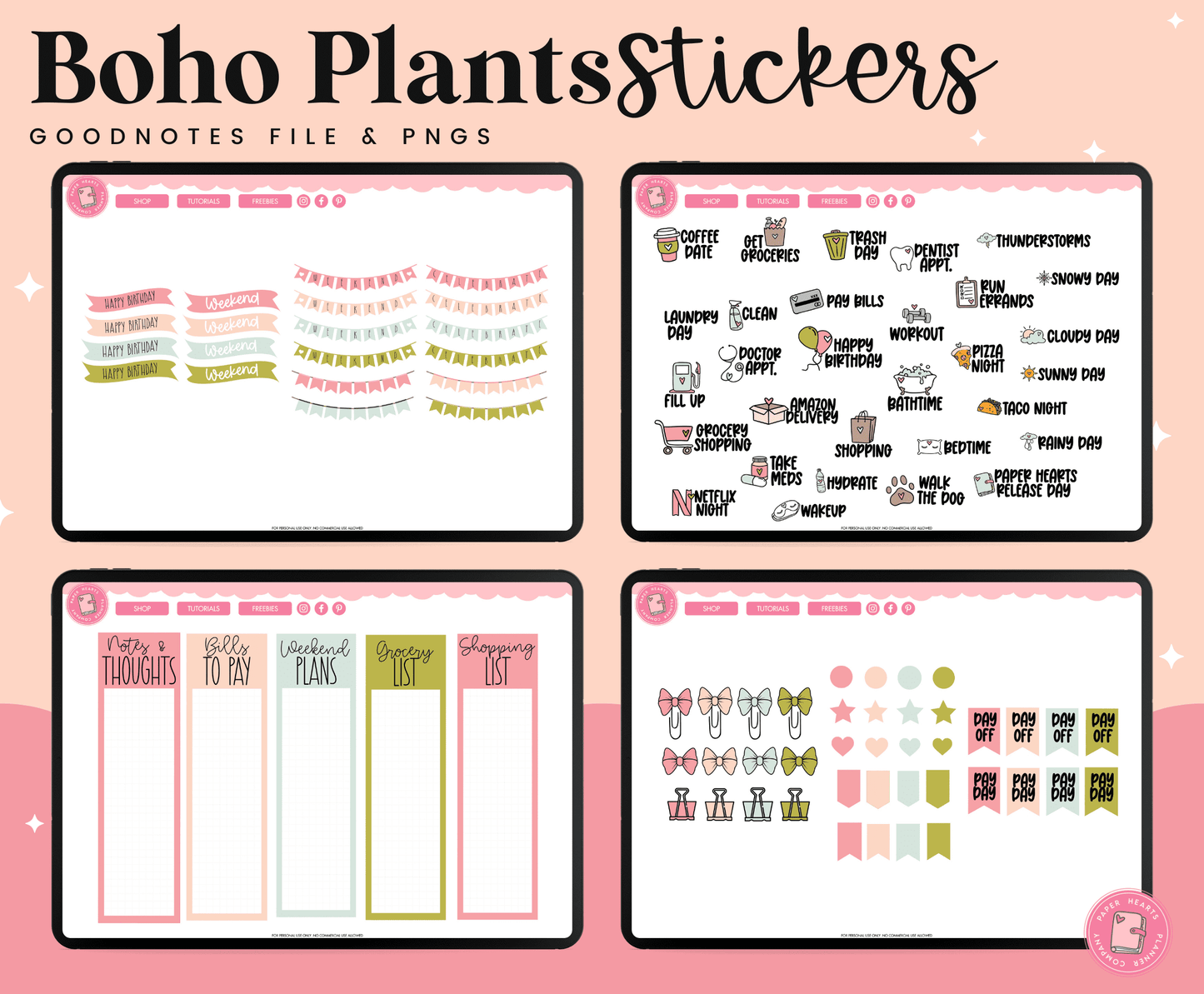 Boho Plants Digital Stickers
