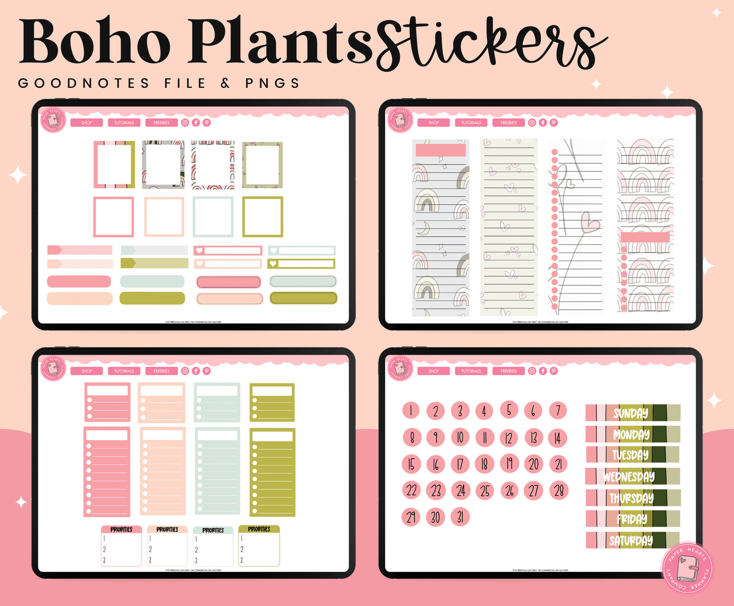 Boho Plants Digital Stickers