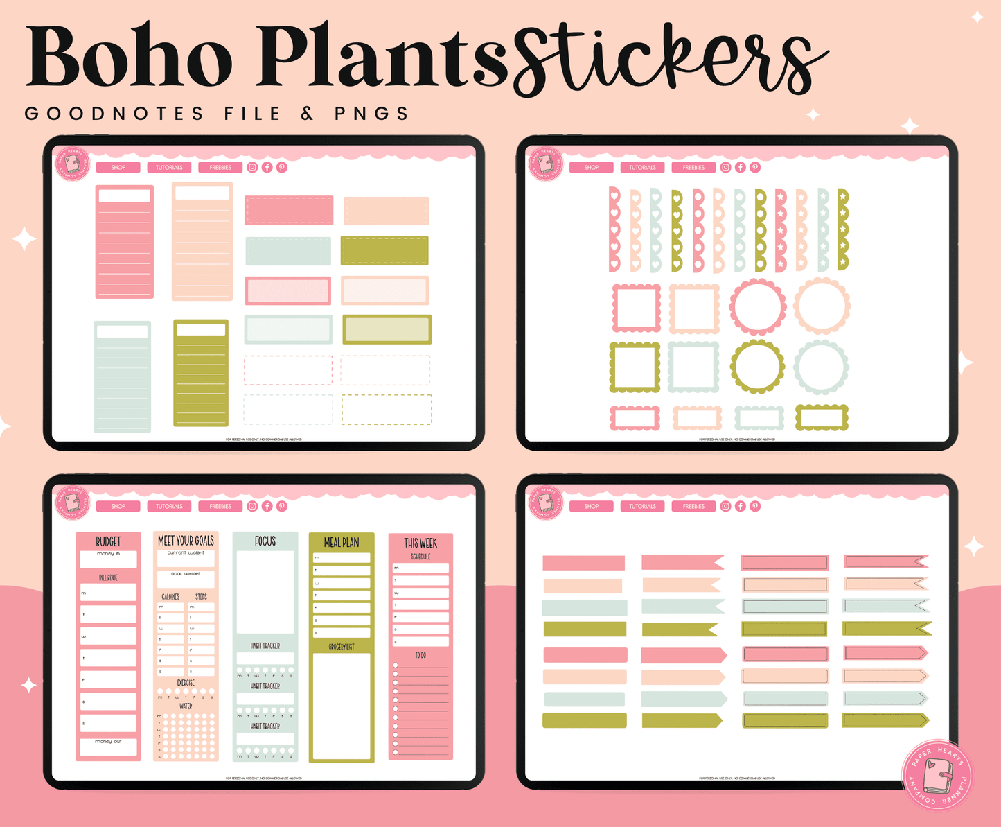 Boho Plants Digital Stickers