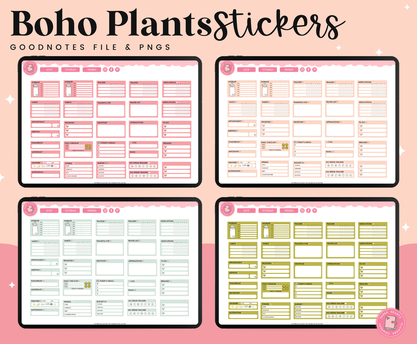 Boho Plants Digital Stickers