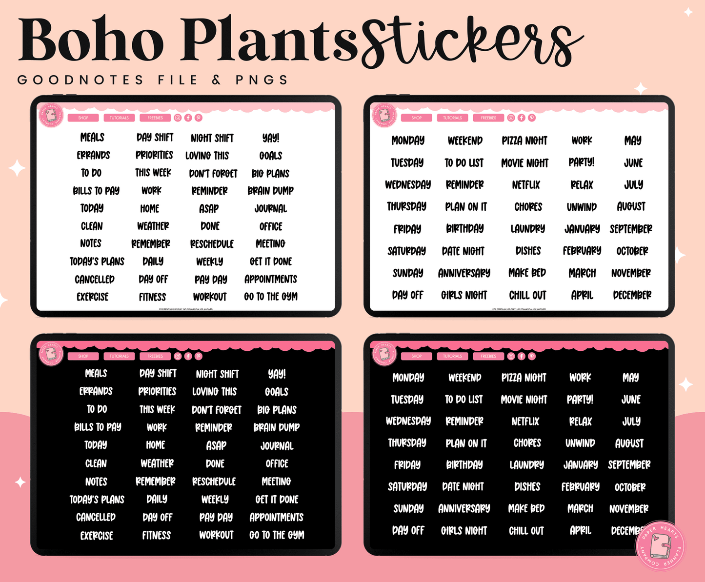 Boho Plants Digital Stickers