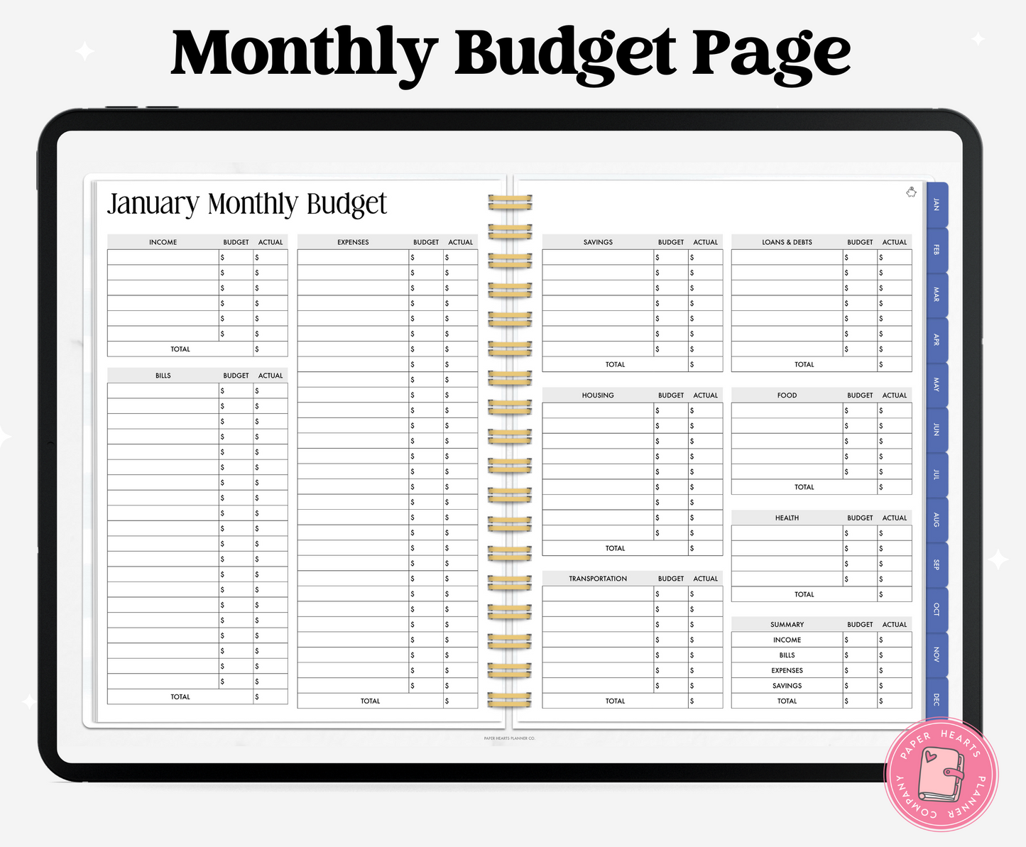 Blue Budget Planner Landscape