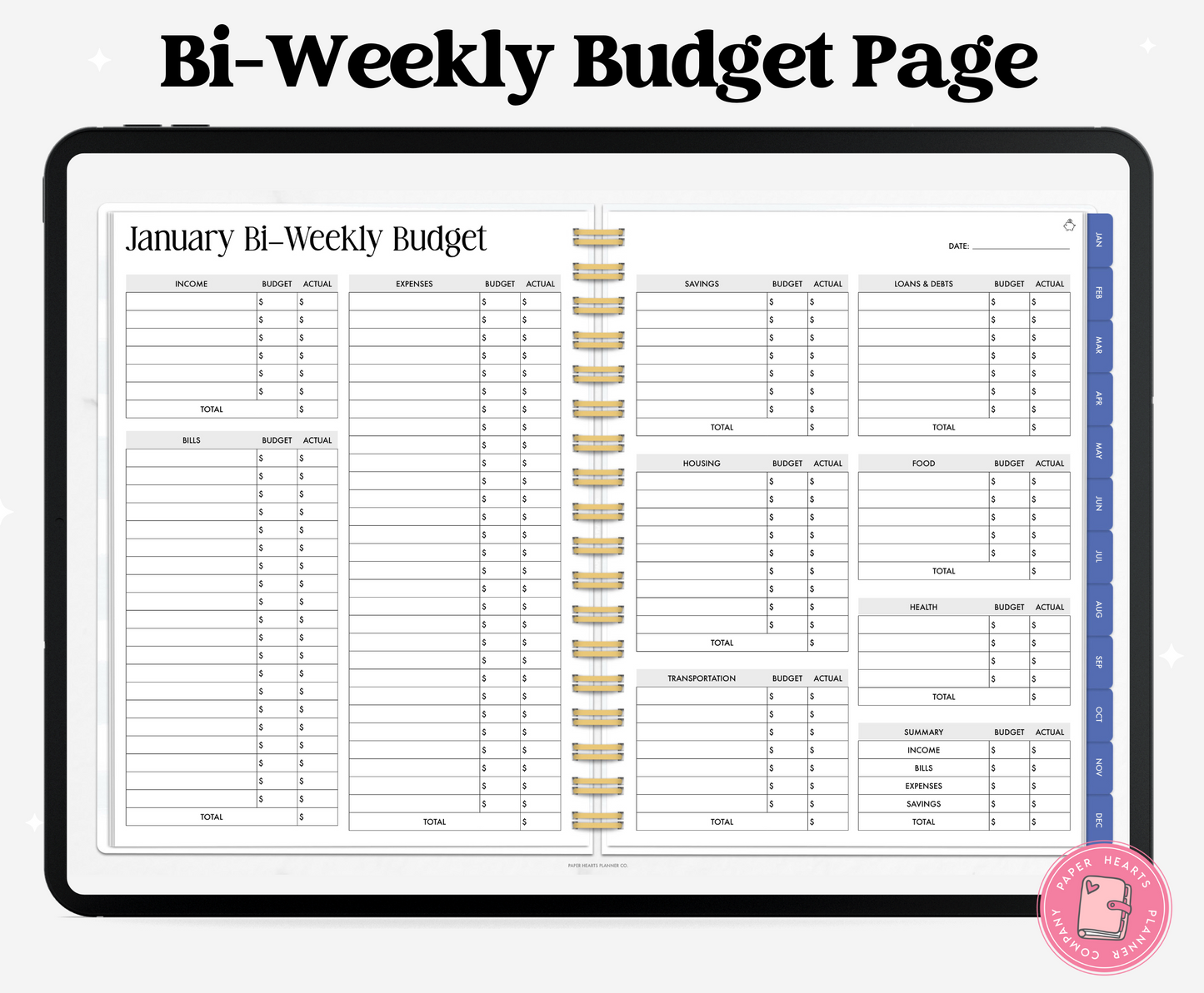 Blue Budget Planner Landscape
