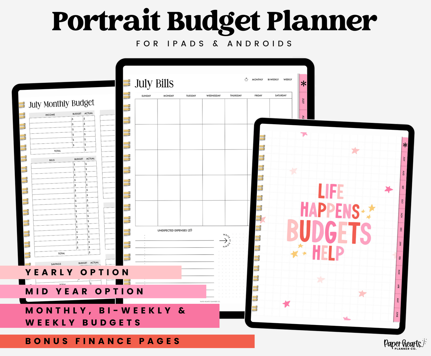 Pink Budget Planner Portrait