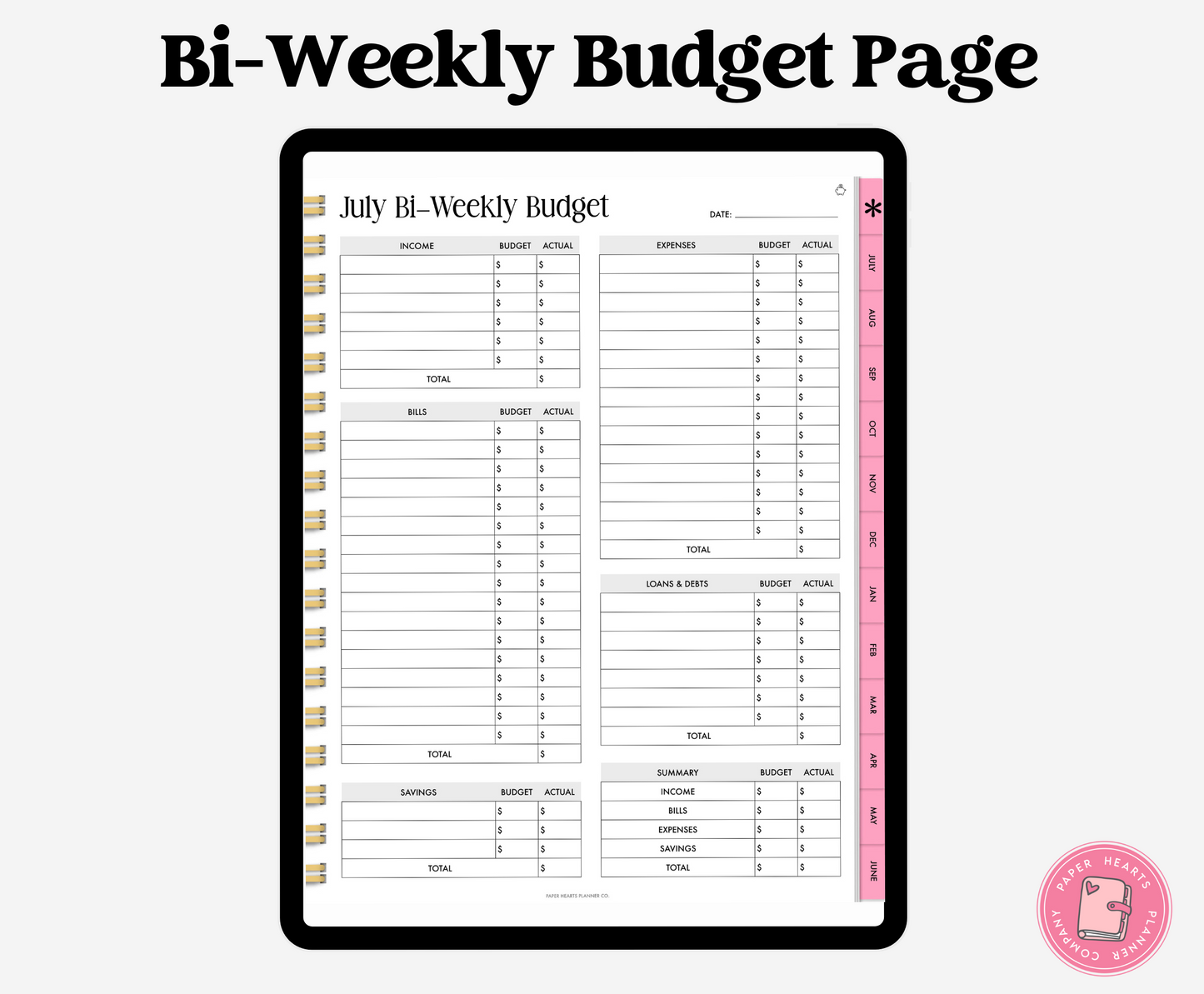 Pink Budget Planner Portrait