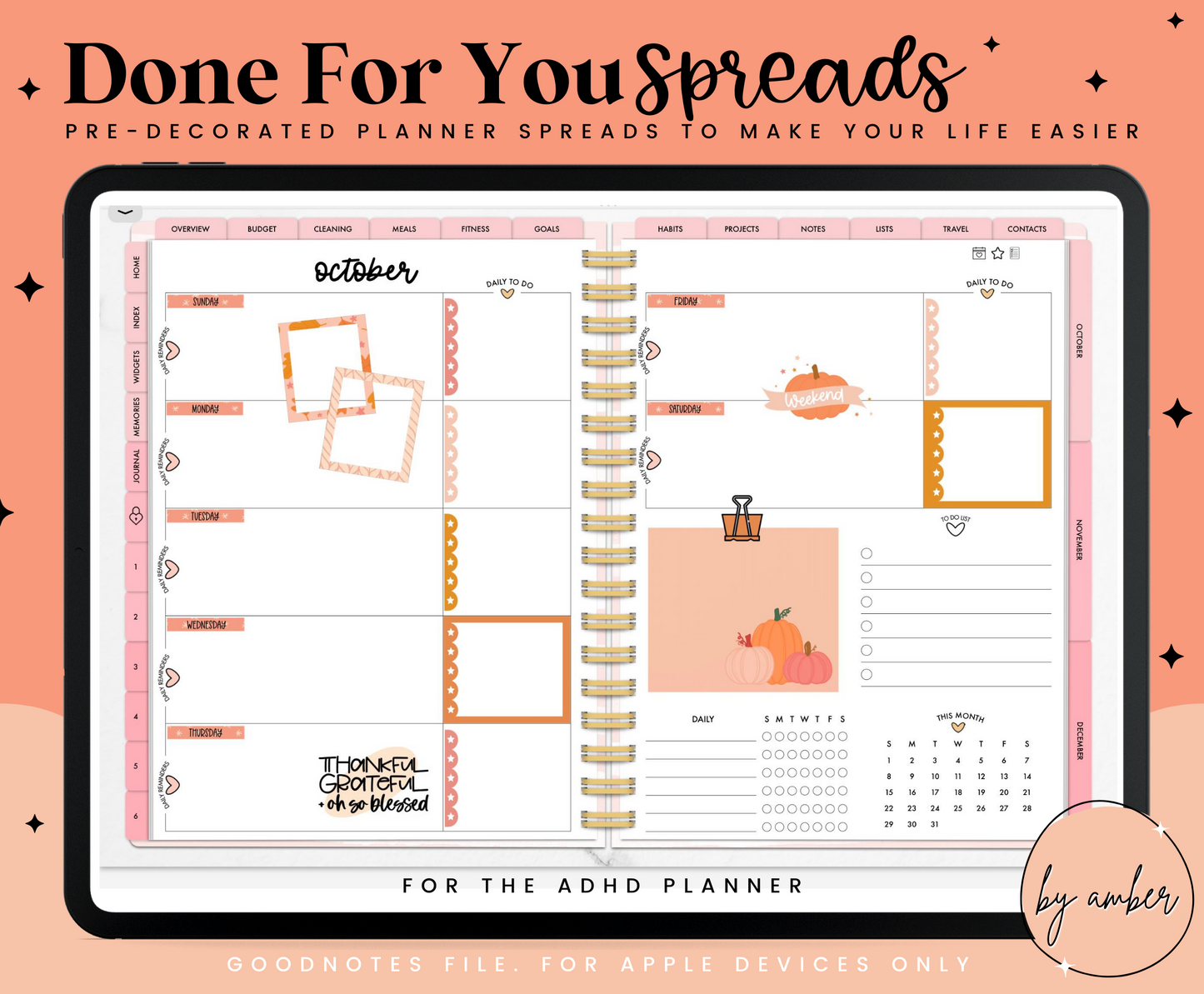 Cozy Fall ADHD Planner Week 2 Done For You Spread
