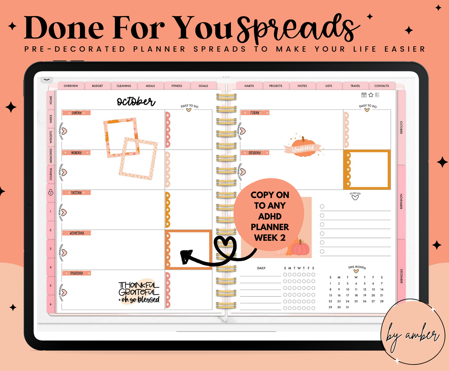 Cozy Fall ADHD Planner Week 2 Done For You Spread
