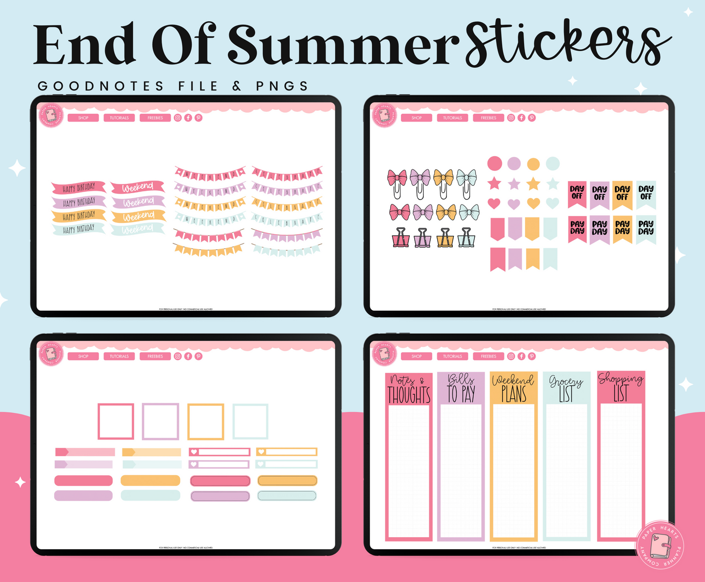 End Of Summer Stickers