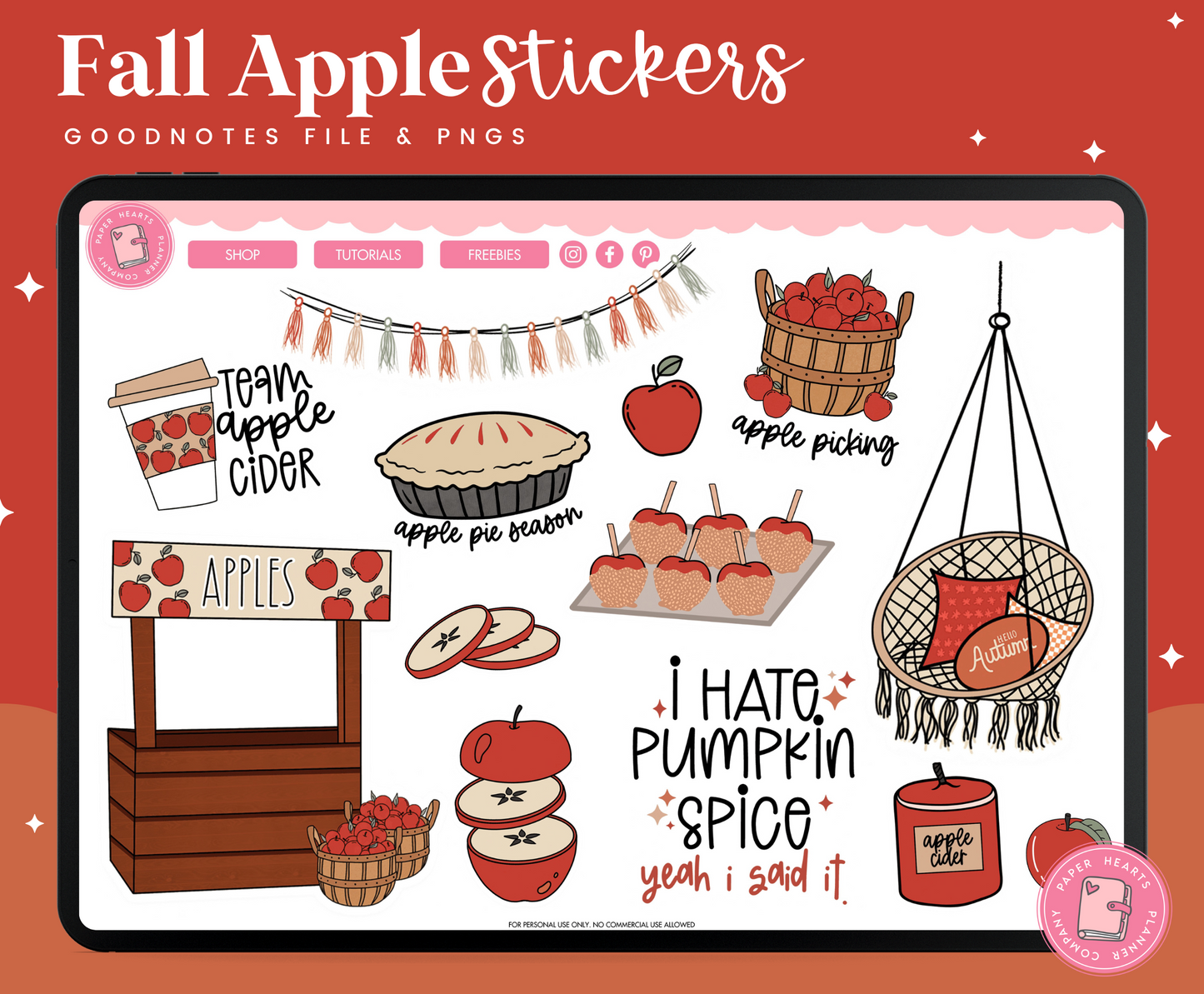 Fall Apple Stickers