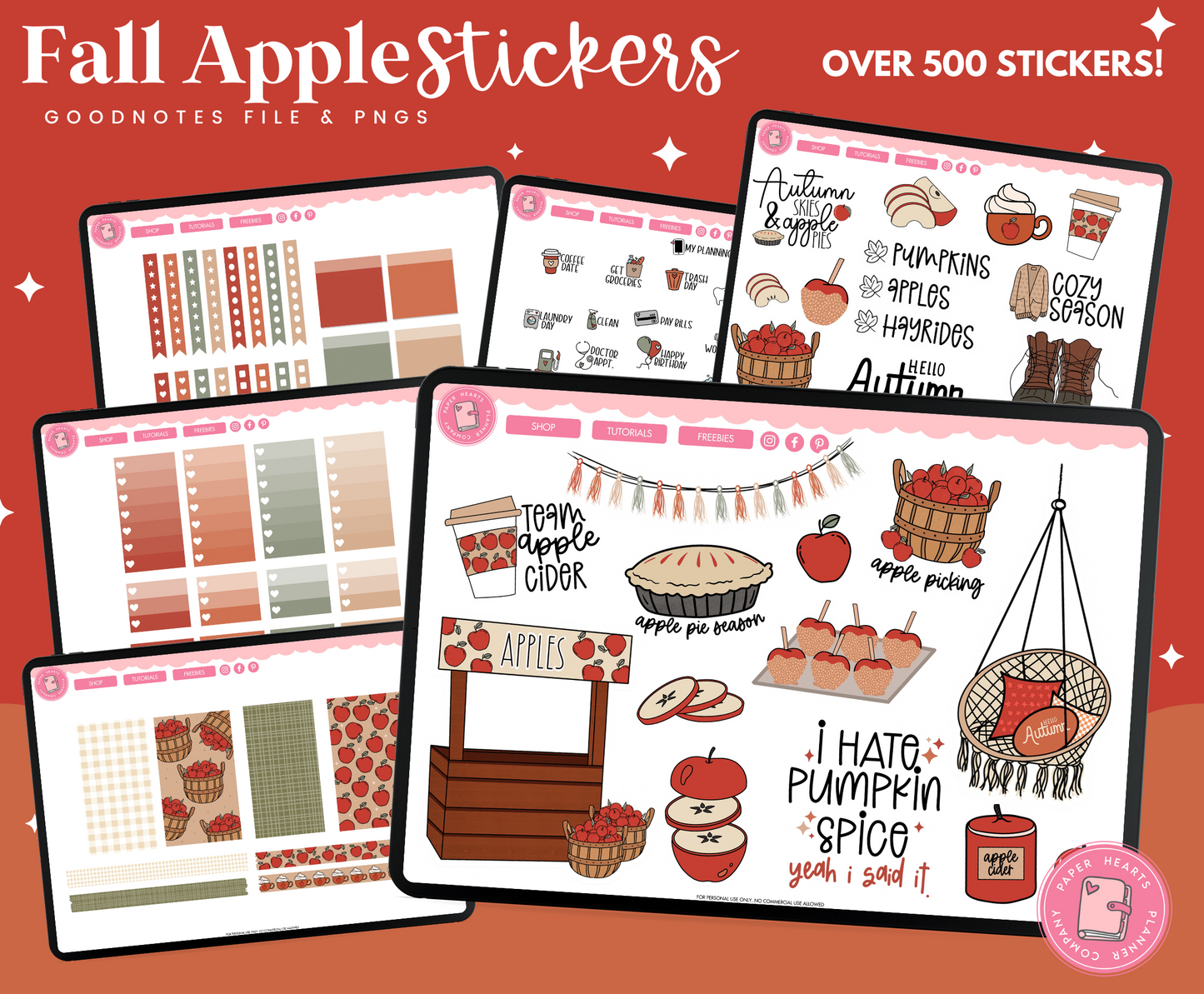 Fall Apple Stickers