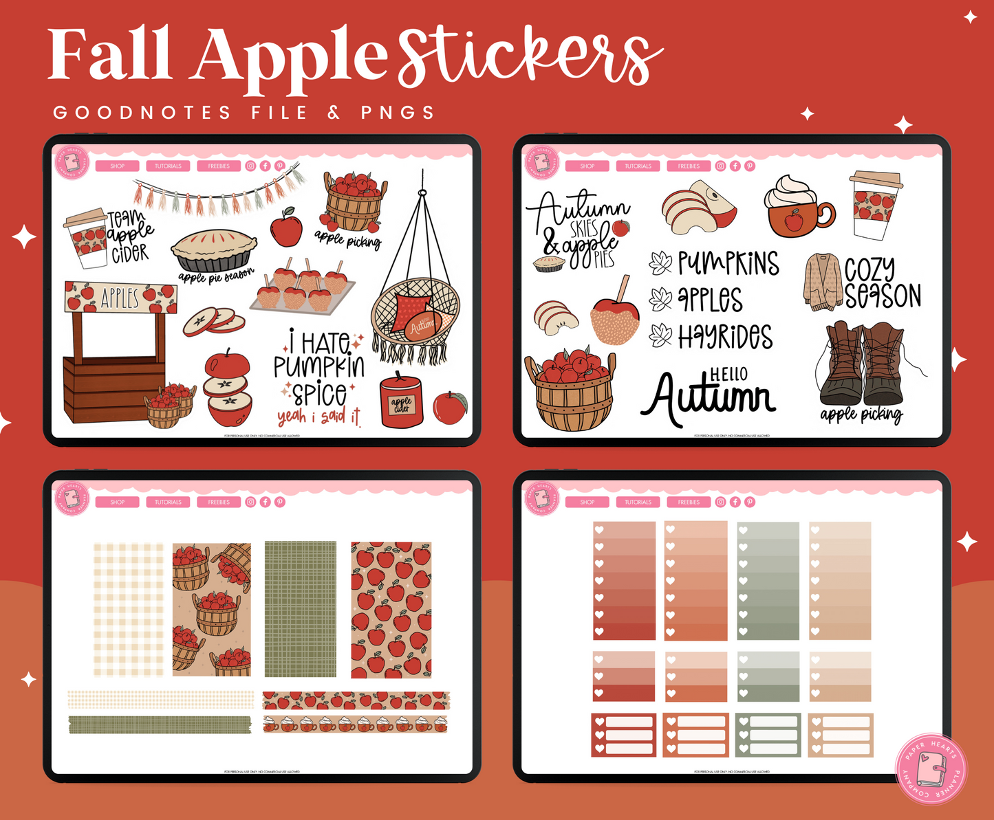 Fall Apple Stickers