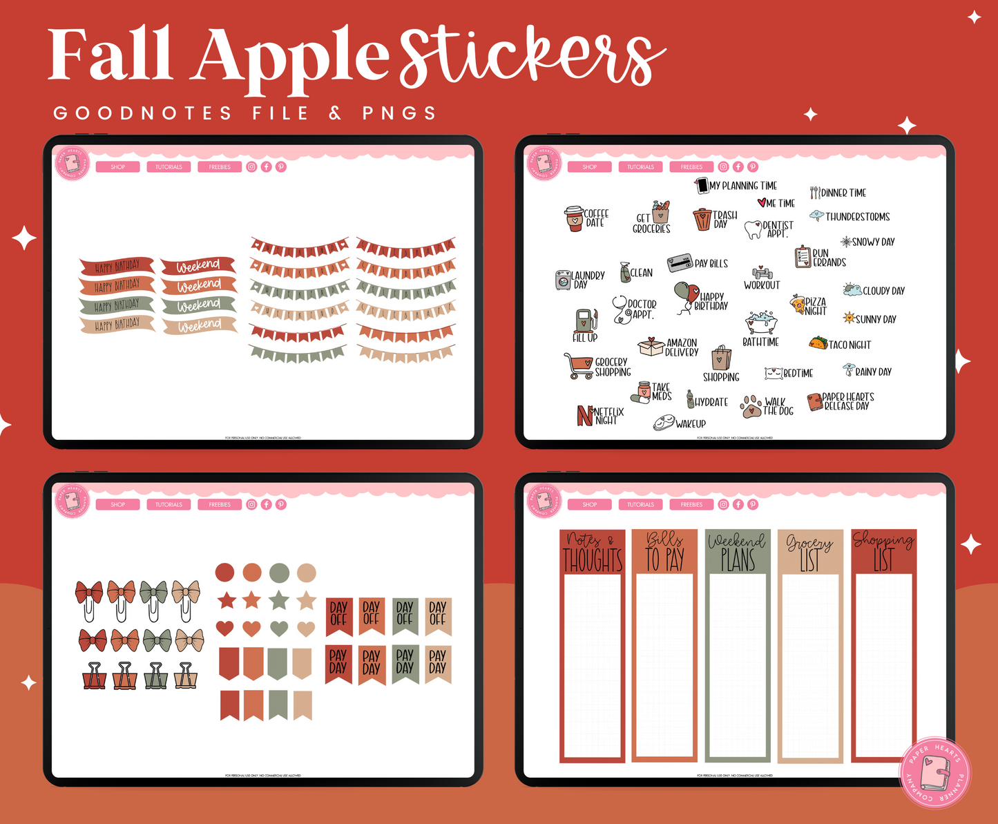 Fall Apple Stickers