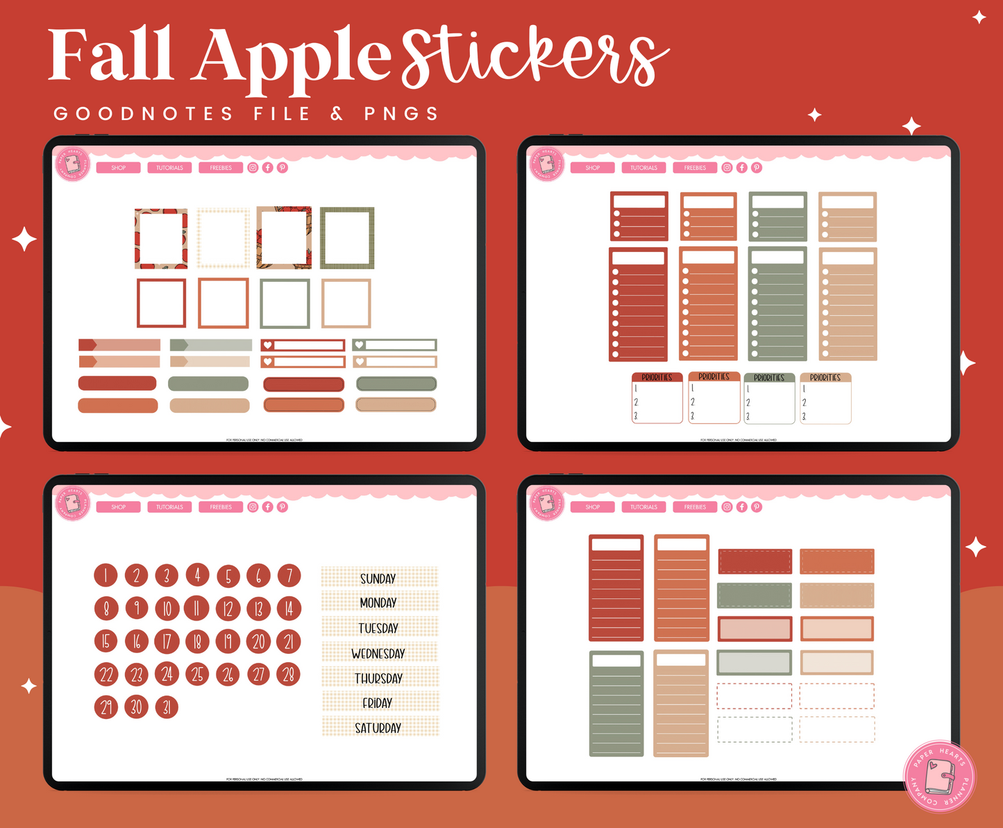 Fall Apple Stickers