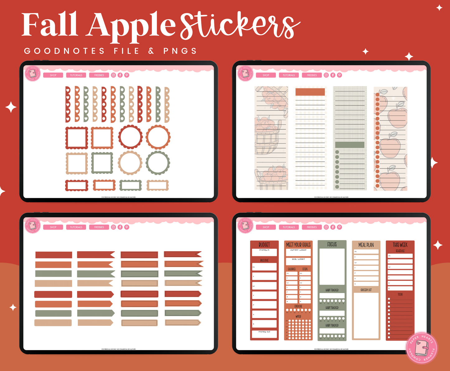 Fall Apple Stickers