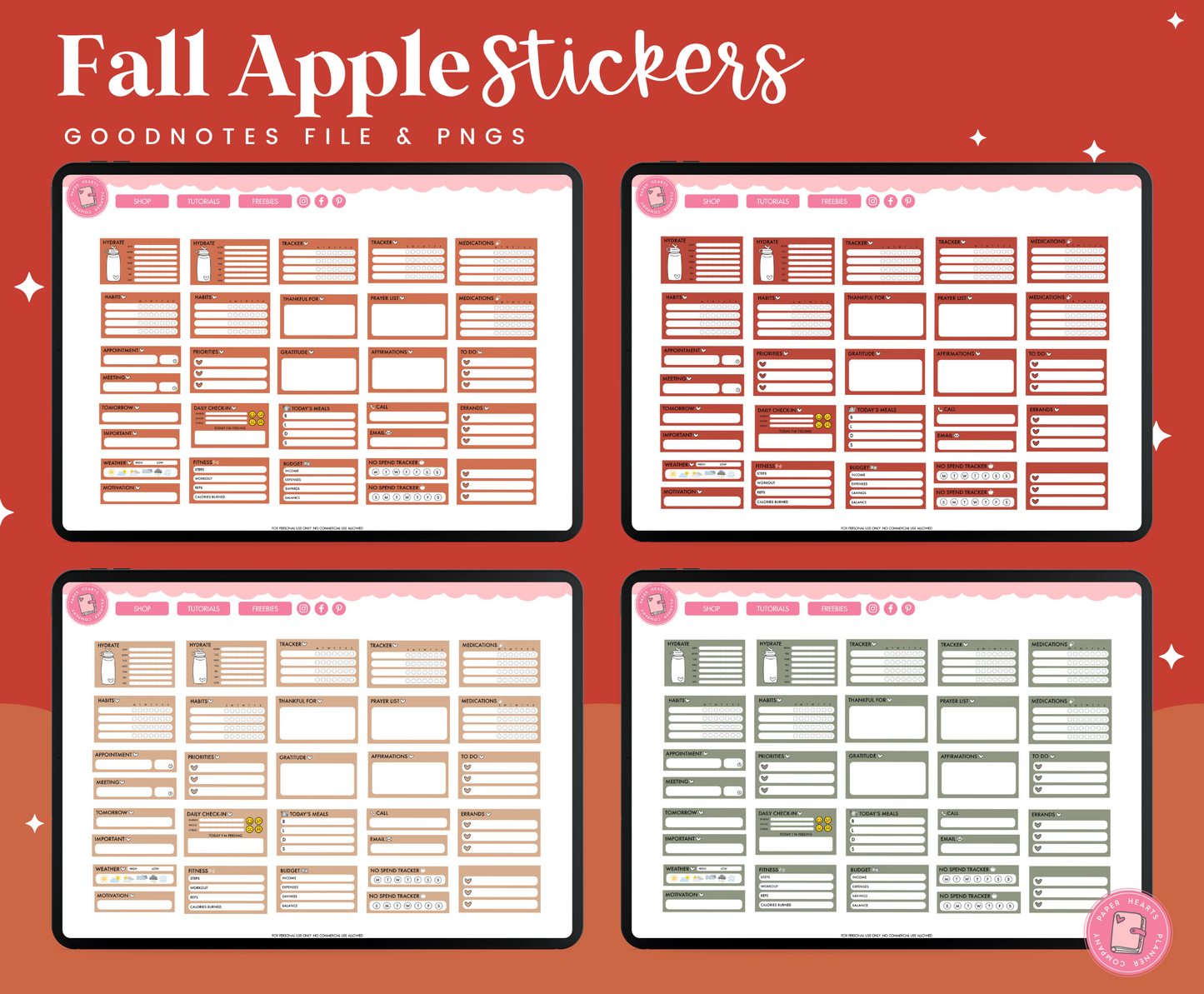Fall Apple Stickers