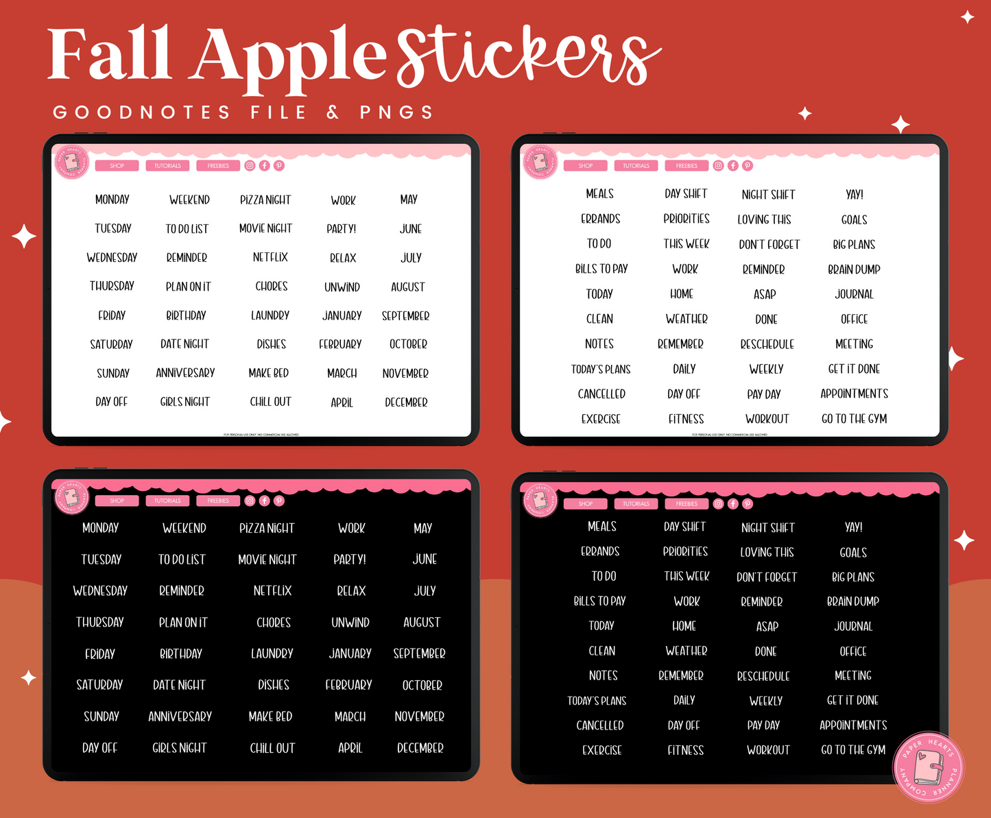 Fall Apple Stickers
