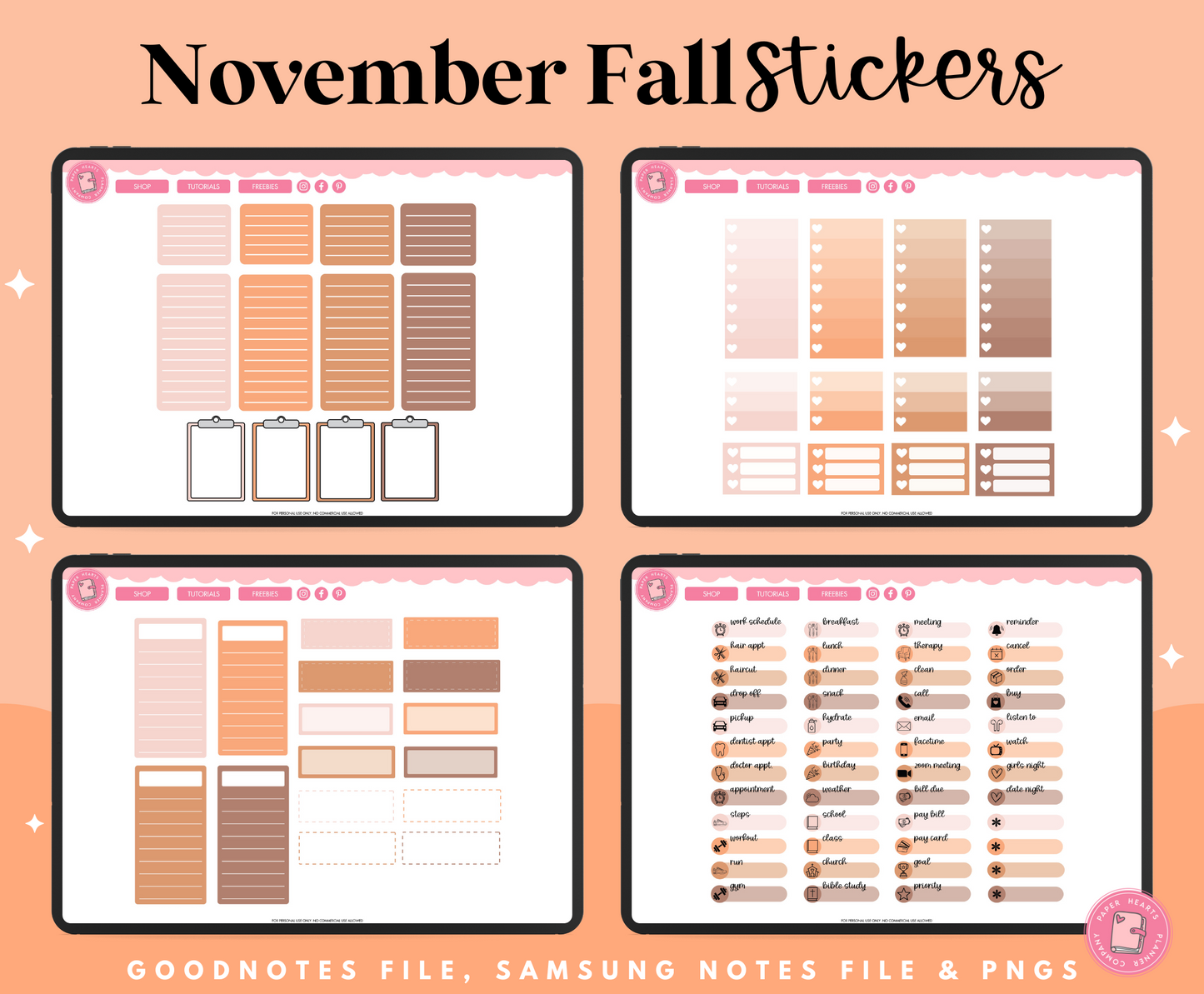 November Fall Stickers