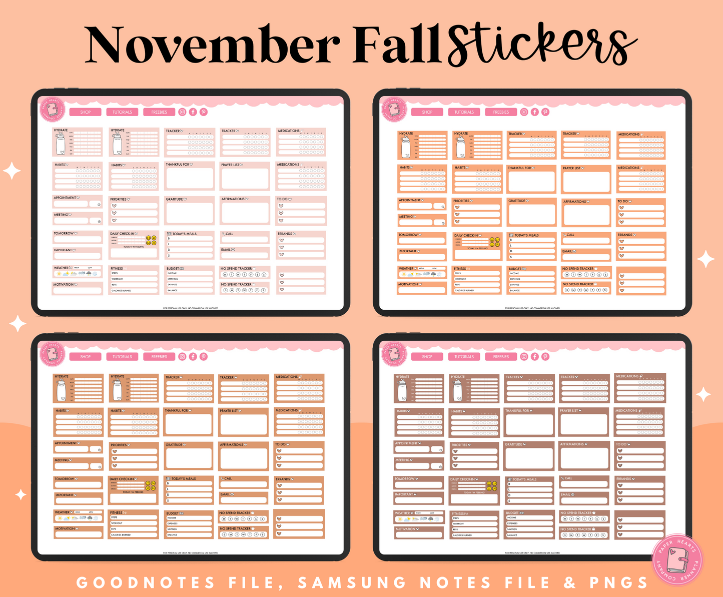 November Fall Stickers