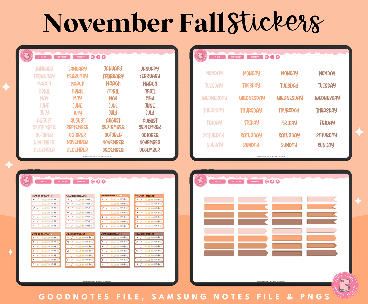 November Fall Stickers
