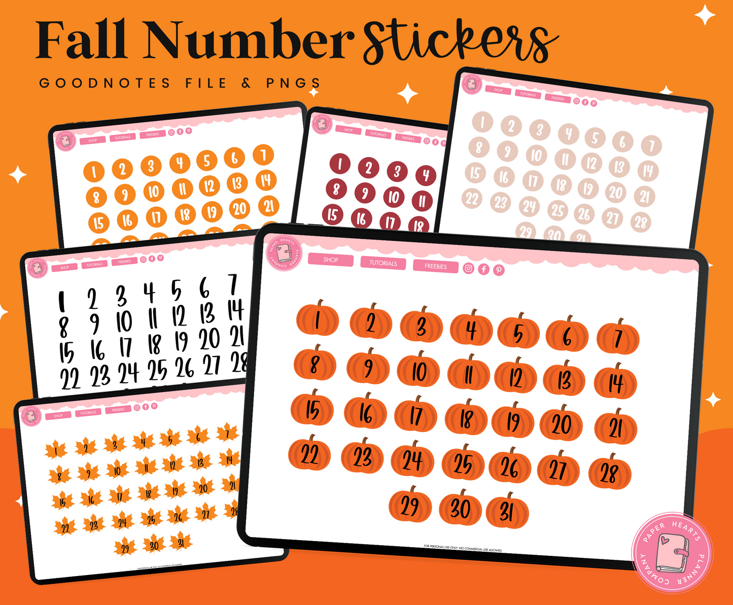 Fall Numbers Stickers