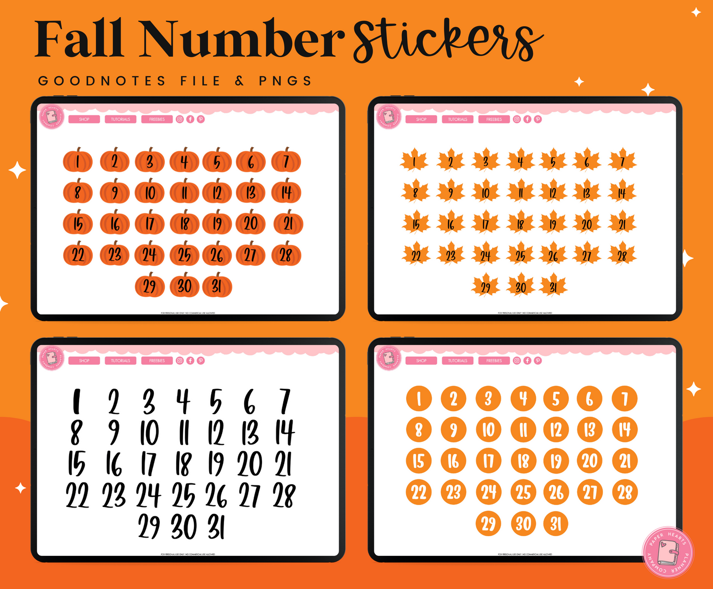 Fall Numbers Stickers