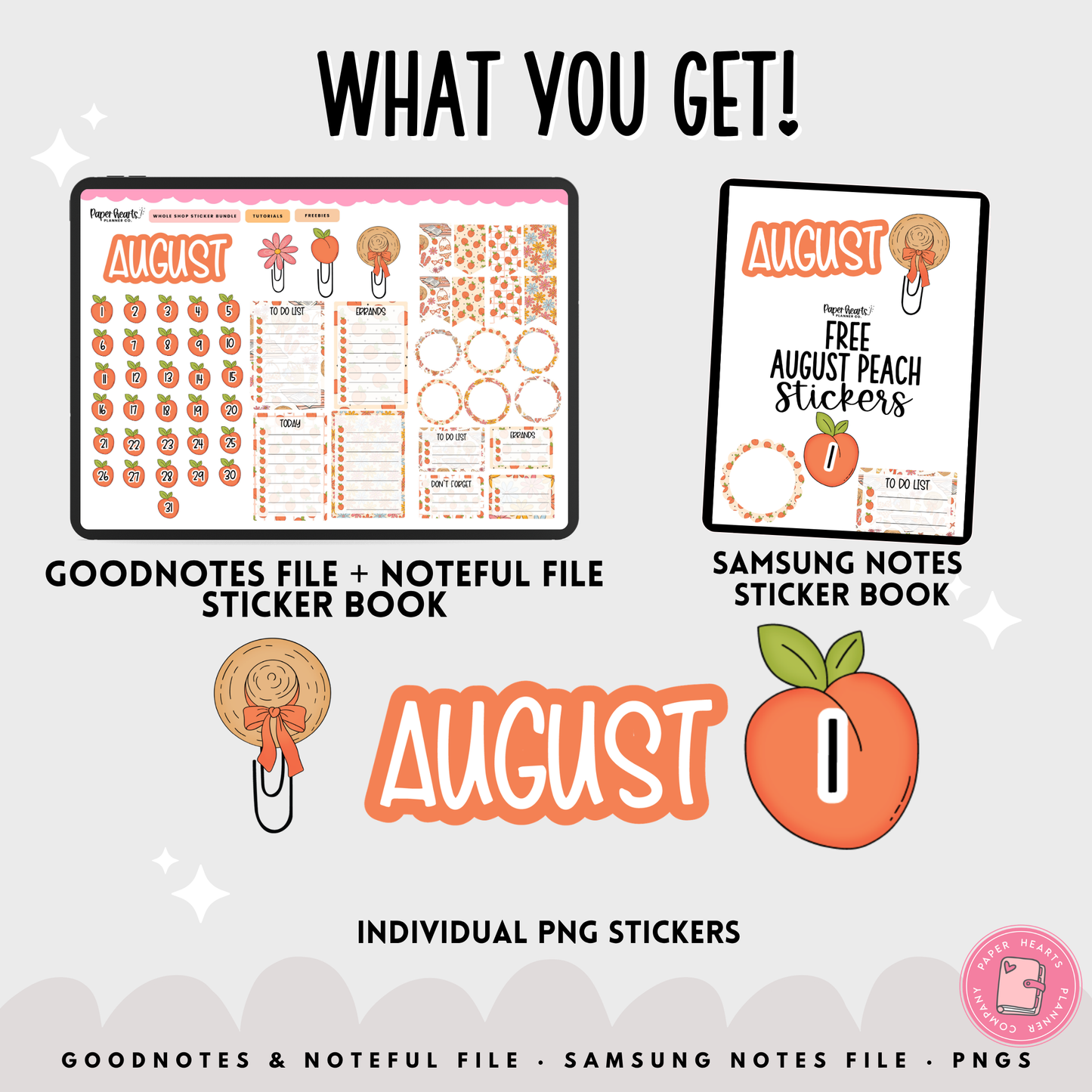 Free August Peach Stickers
