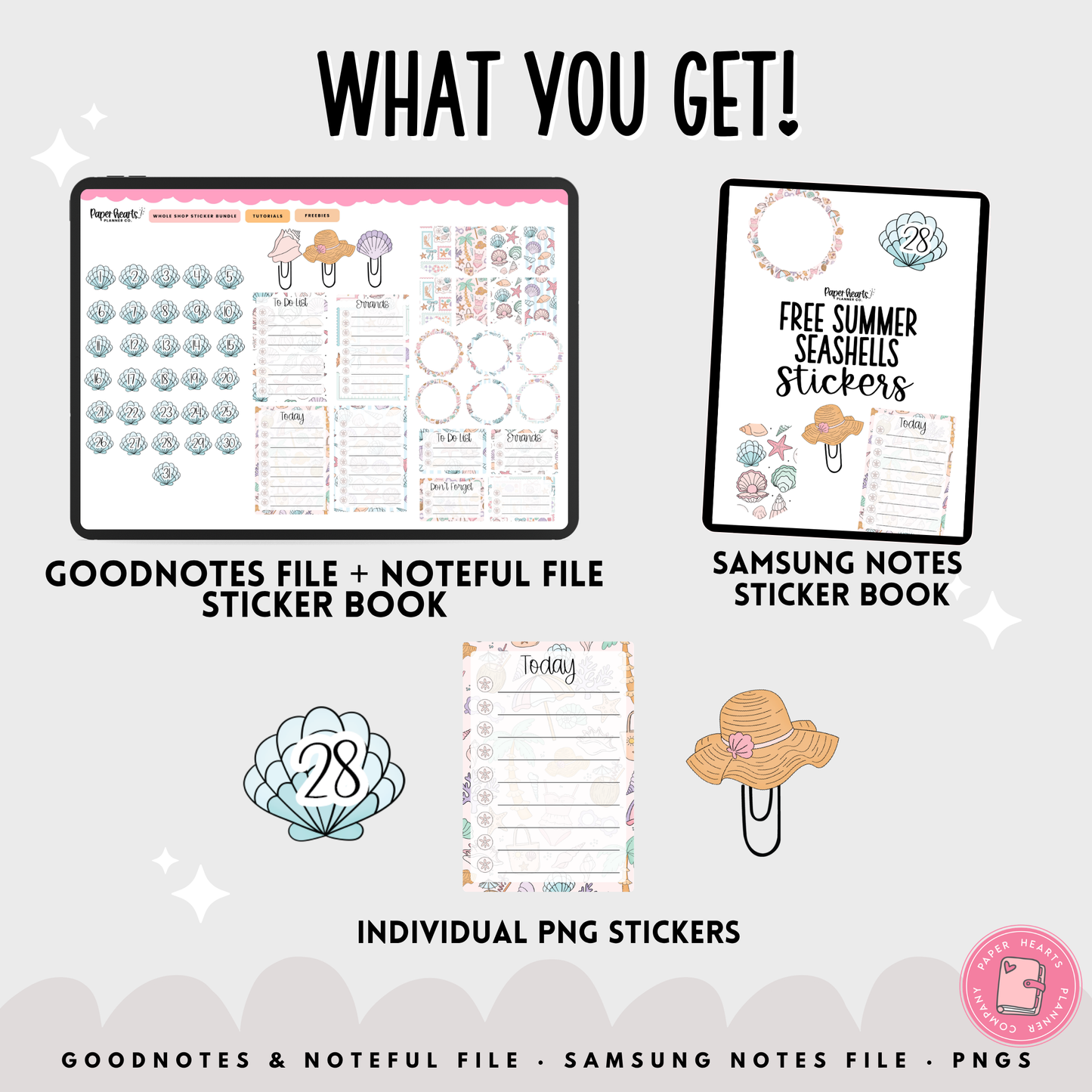 Free Summer Seashells Stickers