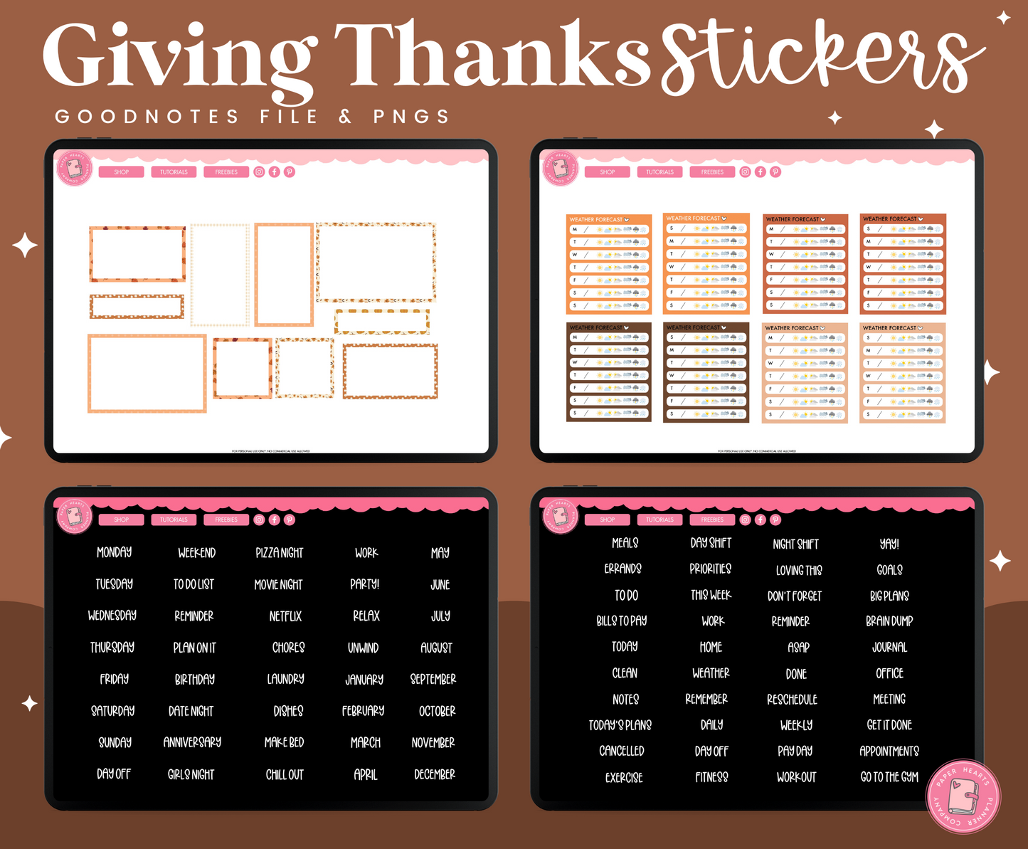 Giving Thanks Stickers