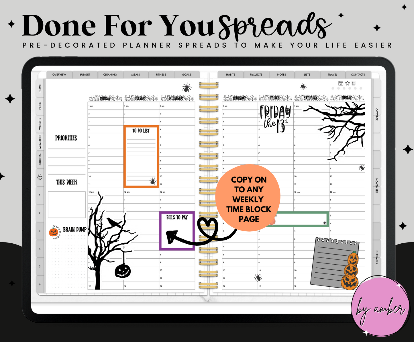 Halloween Time Block Done For You Spread