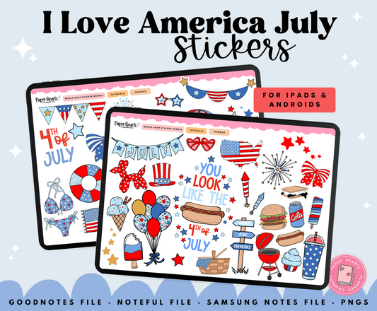 I Love America July Stickers