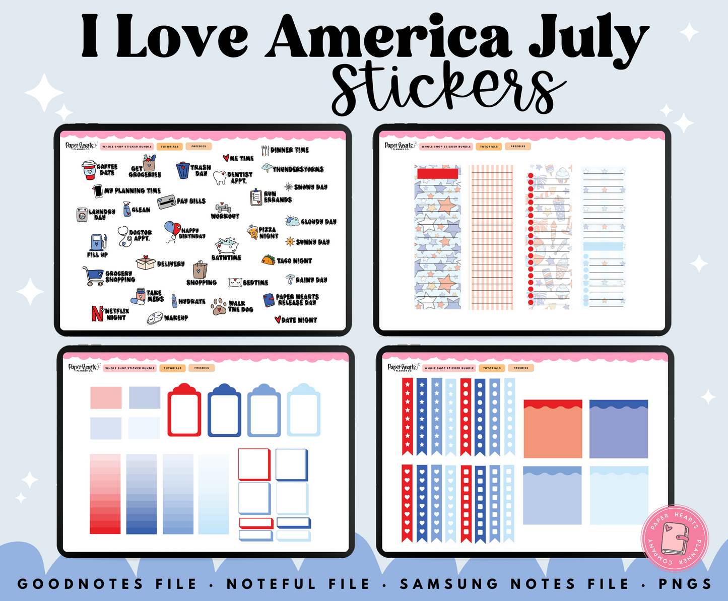 I Love America July Stickers