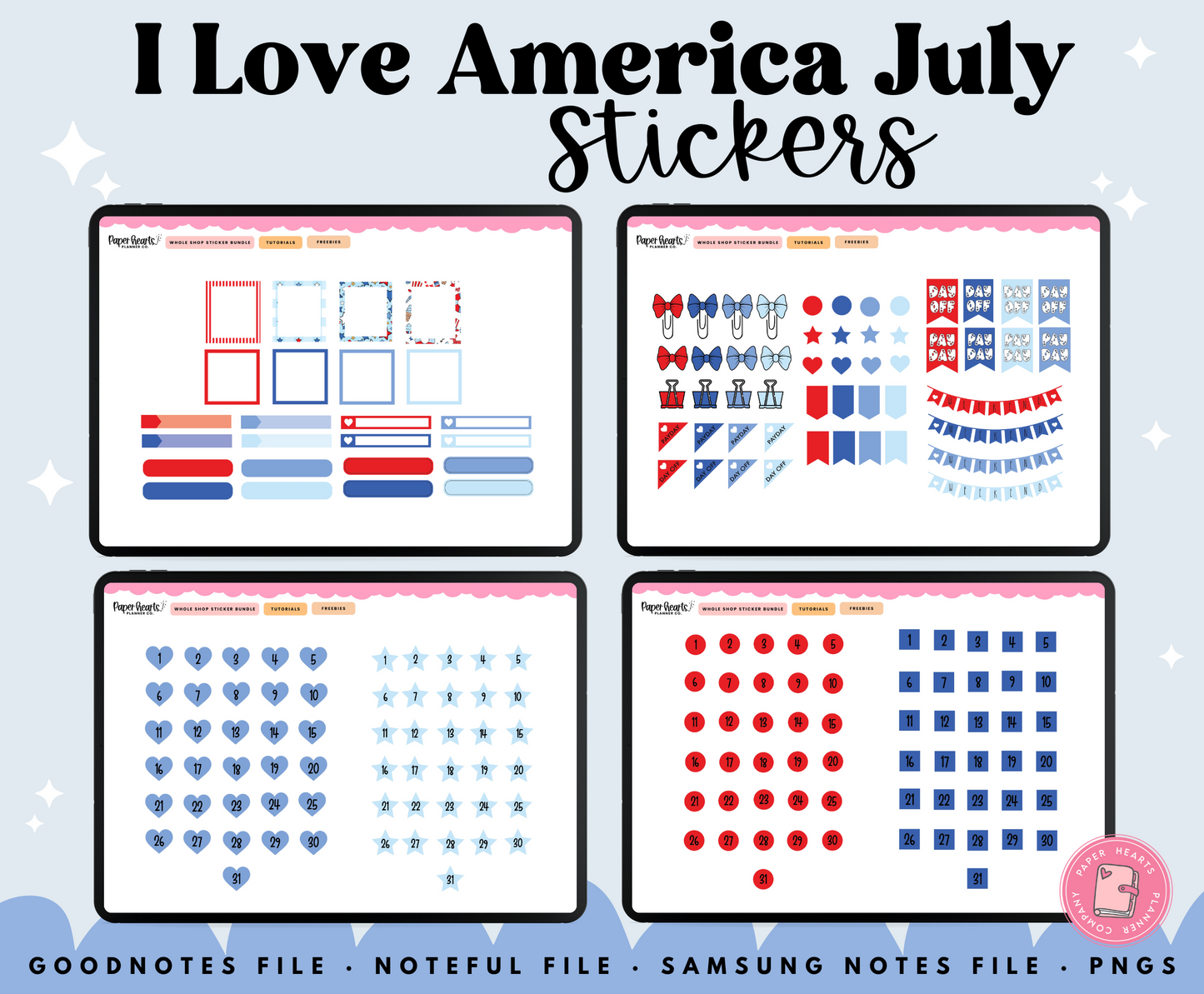 I Love America July Stickers