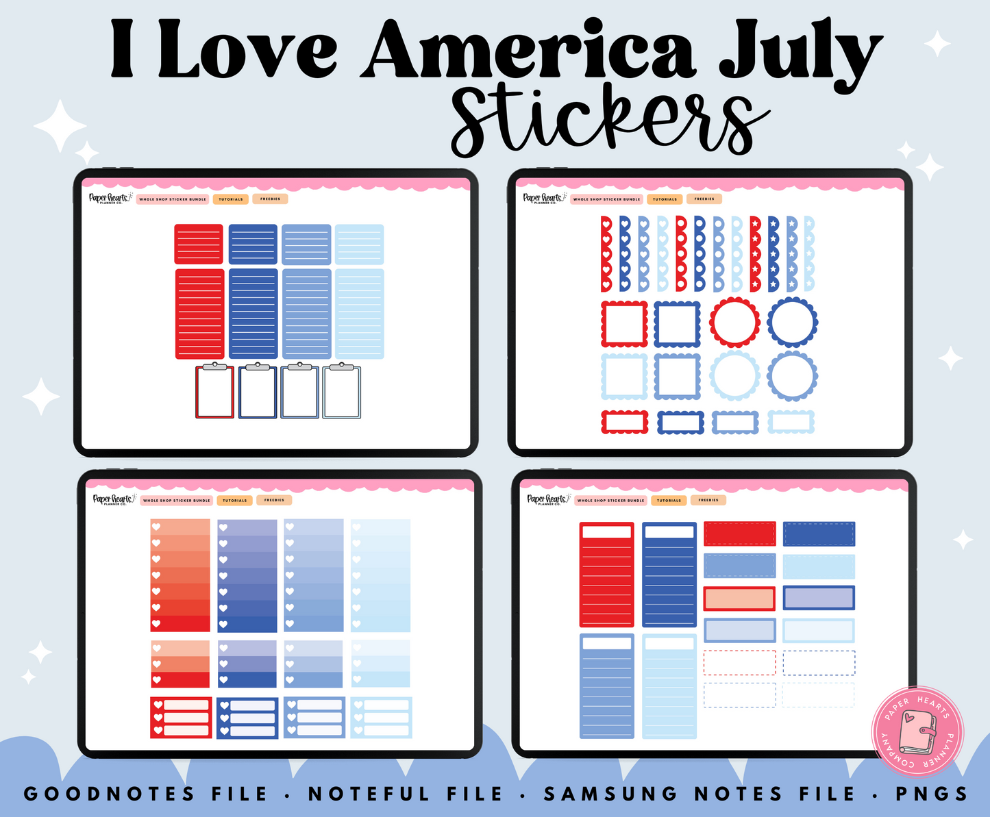 I Love America July Stickers