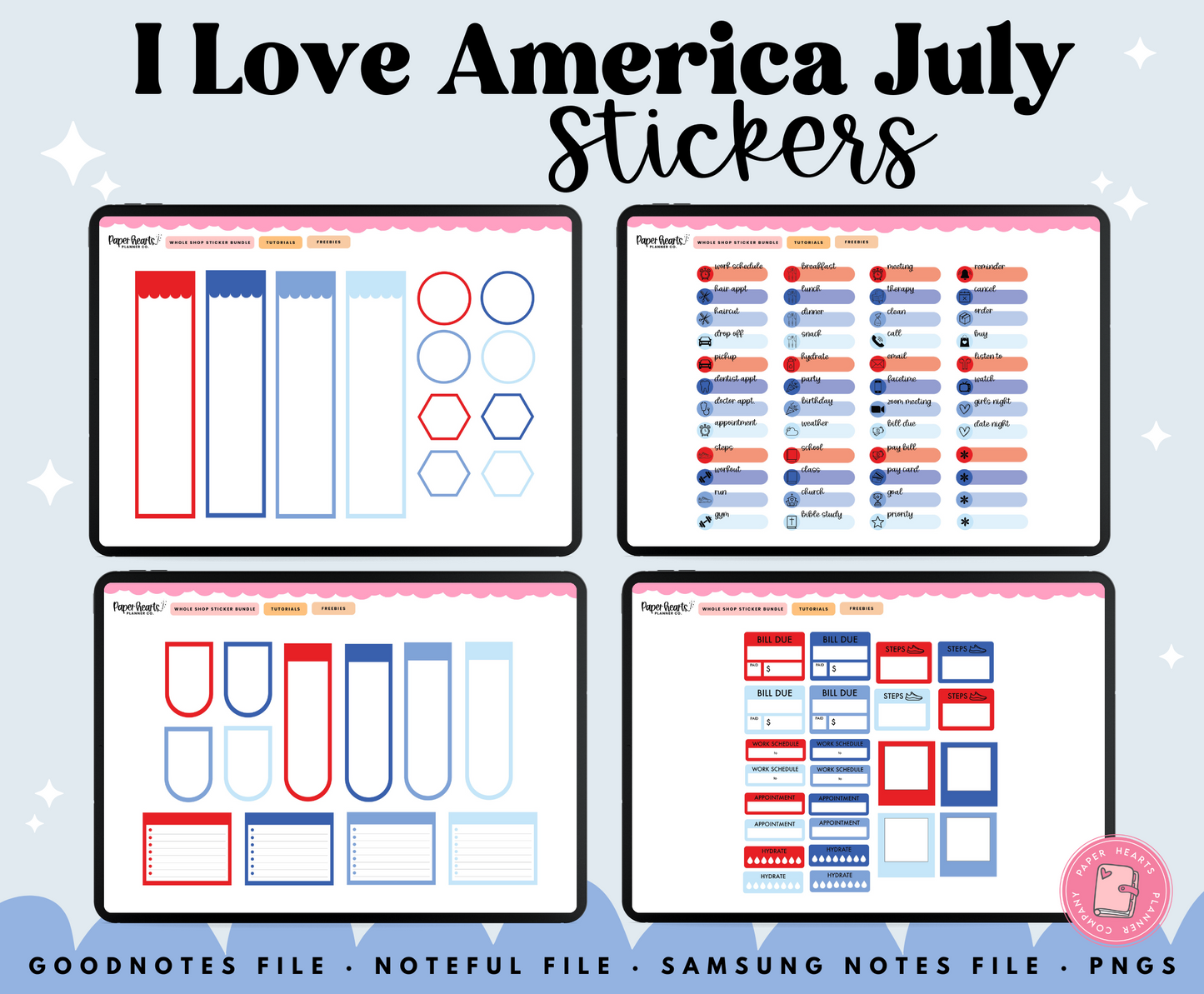 I Love America July Stickers