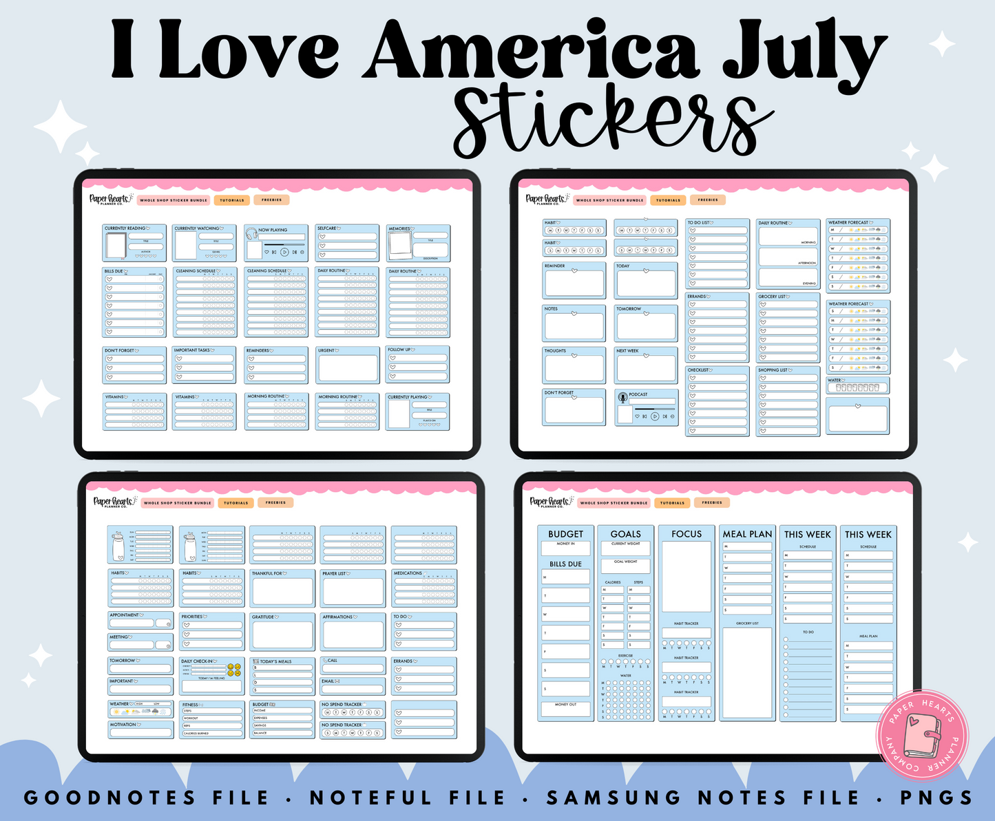 I Love America July Stickers